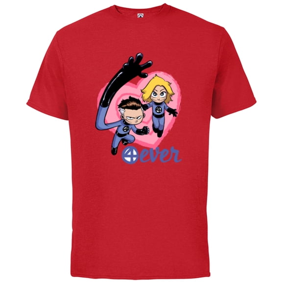 Marvel Fantastic 4Ever Heart Valentine's Day - Short Sleeve Cotton T-Shirt for Adults - Customized-Red