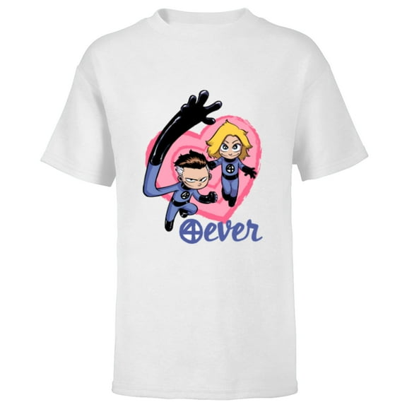 Marvel Fantastic 4Ever Heart Valentine's Day - Short Sleeve T-Shirt for Kids - Customized-White