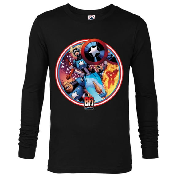 Marvel Fantastic Four Cap America 80th Anniversary Covers Standard - Long Sleeve T-Shirt for Men – Customized-Black