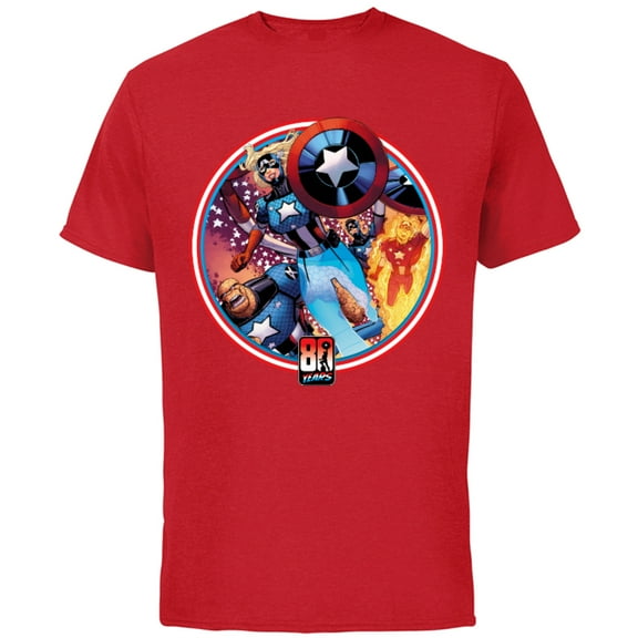 Marvel Fantastic Four Cap America 80th Anniversary Covers Standard - Short Sleeve Cotton T-Shirt for Adults - Customized-Red