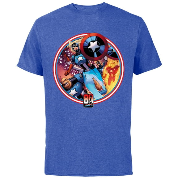 Marvel Fantastic Four Cap America 80th Anniversary Covers Standard - Short Sleeve Cotton T-Shirt for Adults - Customized-Royal Heather