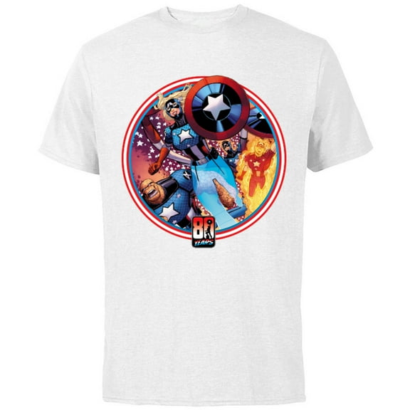 Marvel Fantastic Four Cap America 80th Anniversary Covers Standard - Short Sleeve Cotton T-Shirt for Adults - Customized-White