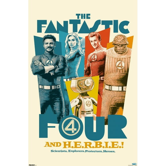 Marvel Fantastic Four: First Steps (2025) - F4 And H.E.R.B.I.E. Wall Poster, 22.375" x 34"