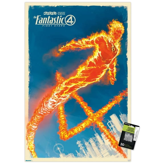 Marvel Fantastic Four: First Steps (2025) - The Human Torch Wall Poster with Push Pins, 22.375" x 34"
