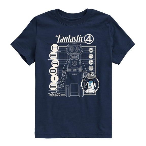 Fantastic Four - Herbie Blueprint - Youth Boys Short Sleeve Graphic T-Shirt