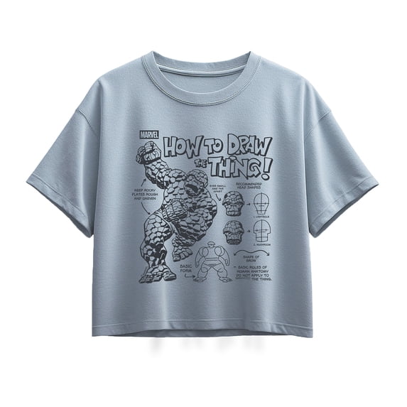 Marvel - Fantastic Four How To Draw The Thing - Youth Girl Short Sleeve Boxy T-Shirt
