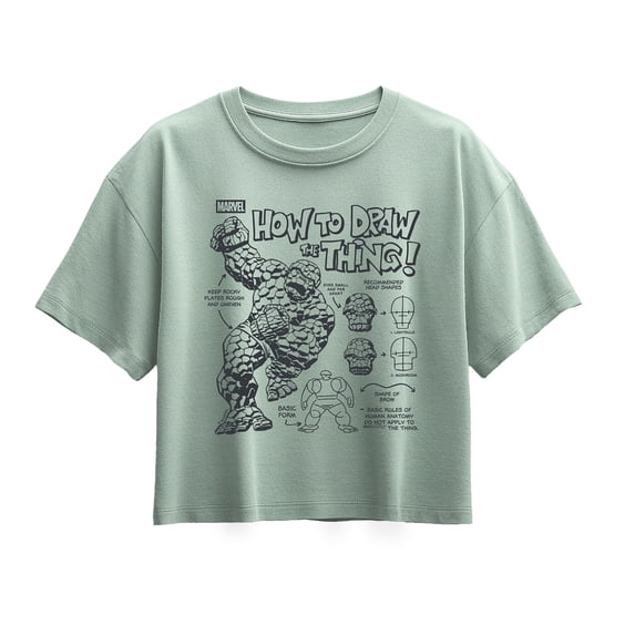 Marvel - Fantastic Four How To Draw The Thing - Youth Girl Short Sleeve Boxy T-Shirt