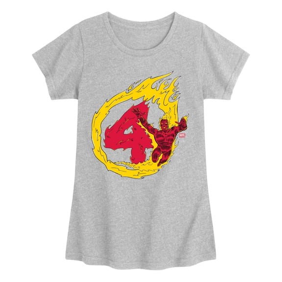 Fantastic Four - Human Torch - Youth Girls Fitted Short Sleeve T-Shirt