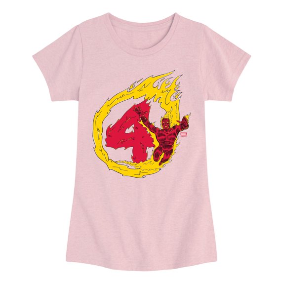 Fantastic Four - Human Torch - Youth Girls Fitted Short Sleeve T-Shirt