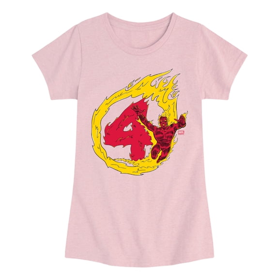 Fantastic Four - Human Torch - Youth Girls Fitted Short Sleeve T-Shirt