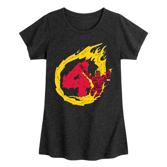 Fantastic Four - Human Torch - Youth Girls Fitted Short Sleeve T-Shirt