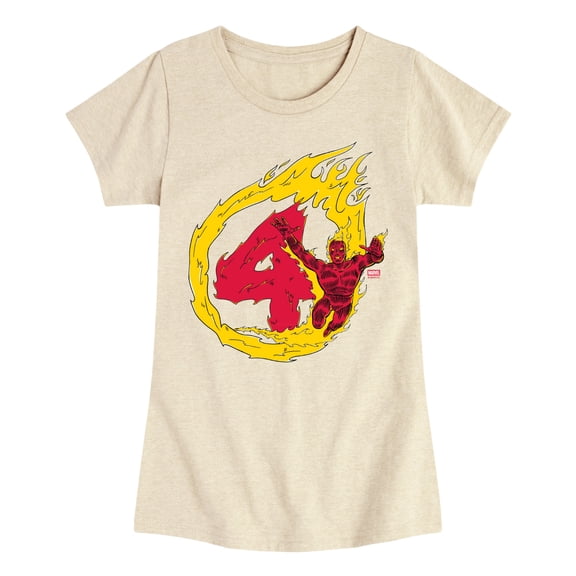 Fantastic Four - Human Torch - Youth Girls Fitted Short Sleeve T-Shirt