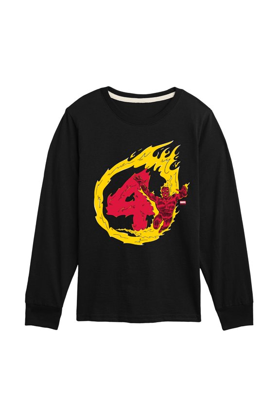 - Human Torch - Youth Boys Long Sleeve Graphic T-Shirt