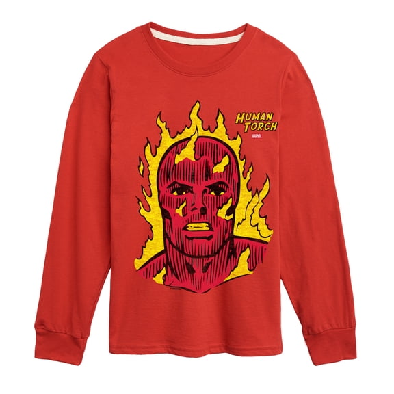 Fantastic Four - Human Torch Portrait - Youth Boys Long Sleeve Graphic T-Shirt