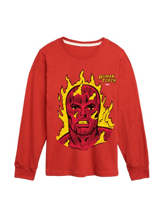 - Fantastic Four Human Torch Portrait Boys' Long Sleeve Graphic T-Shirt