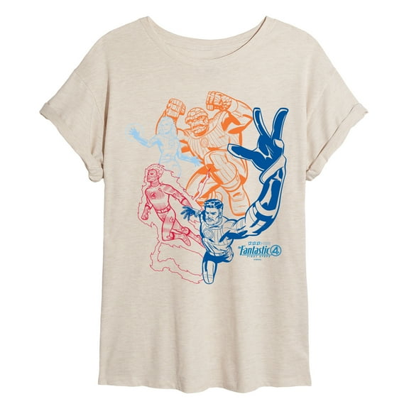 Marvel - Fantastic Four Line Art - Women's Oversized Graphic T-Shirt