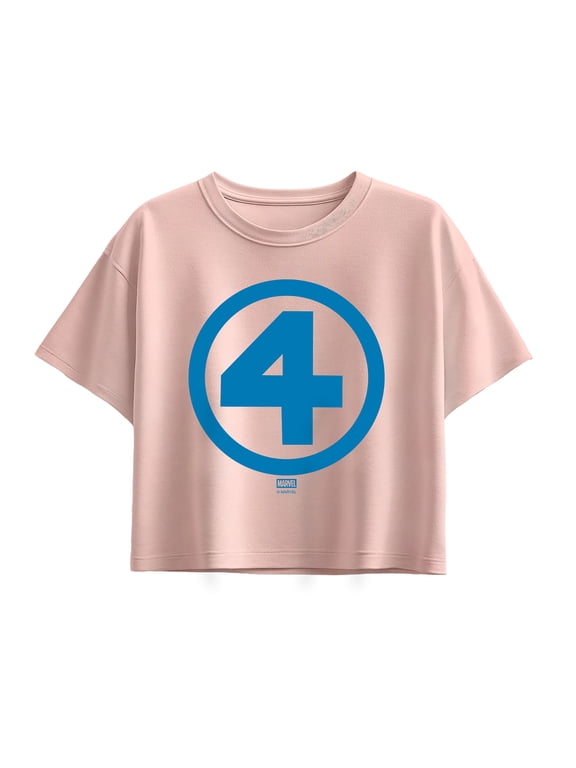 - Fantastic Four Logo Blue Girls' Short Sleeve Boxy Graphic T-Shirt