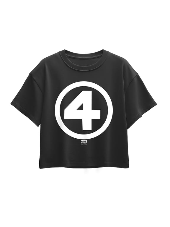 - Fantastic Four Logo White Girls' Short Sleeve Boxy Graphic T-Shirt