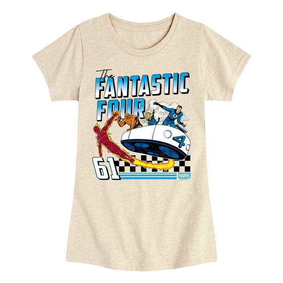 Marvel - Fantastic Four Retro Racing Flying Car - Youth Girls Short Sleeve T-Shirt