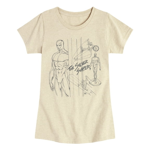 Fantastic Four - Silver Surfer Sketch - Youth Girls Fitted Short Sleeve T-Shirt