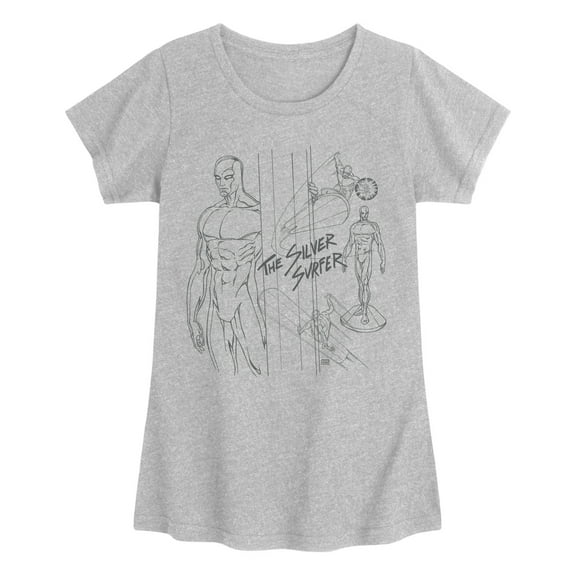 Fantastic Four - Silver Surfer Sketch - Youth Girls Fitted Short Sleeve T-Shirt