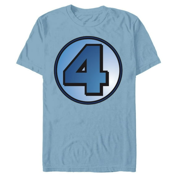 Marvel Fantastic Four Super Hero Logo Costume - Short Sleeve Blended T-Shirt for Adults - Customized-Ocean Blue