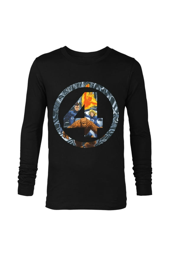 Fantastic Four Super Heroes 4 Logo - Long Sleeve T-Shirt for Men - Customized-Black