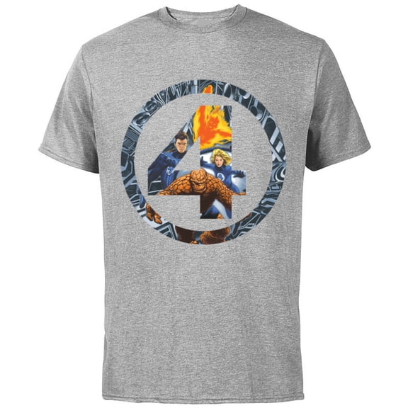Marvel Fantastic Four Super Heroes 4 Logo - Short Sleeve Cotton T-Shirt for Adults - Customized-Athletic Heather