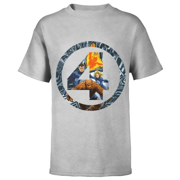Marvel Fantastic Four Super Heroes 4 Logo - Short Sleeve T-Shirt for Kids - Customized-Athletic Heather