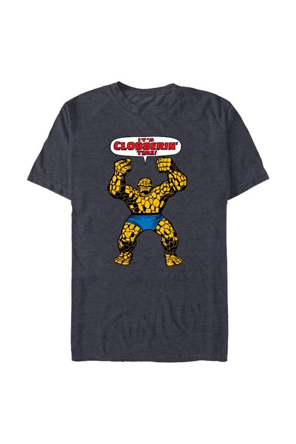Fantastic Four The Thing Clobberin' Time - Short Sleeve Blended T-Shirt for Adults - Customized-Navy Heather