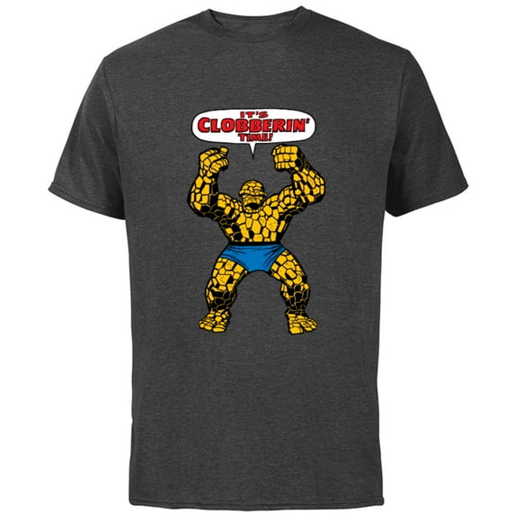 Marvel Fantastic Four The Thing Clobberin' Time - Short Sleeve Cotton T-Shirt for Adults - Customized-Charcoal