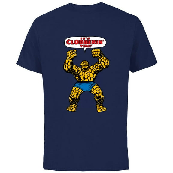 Marvel Fantastic Four The Thing Clobberin' Time - Short Sleeve Cotton T-Shirt for Adults - Customized-Navy