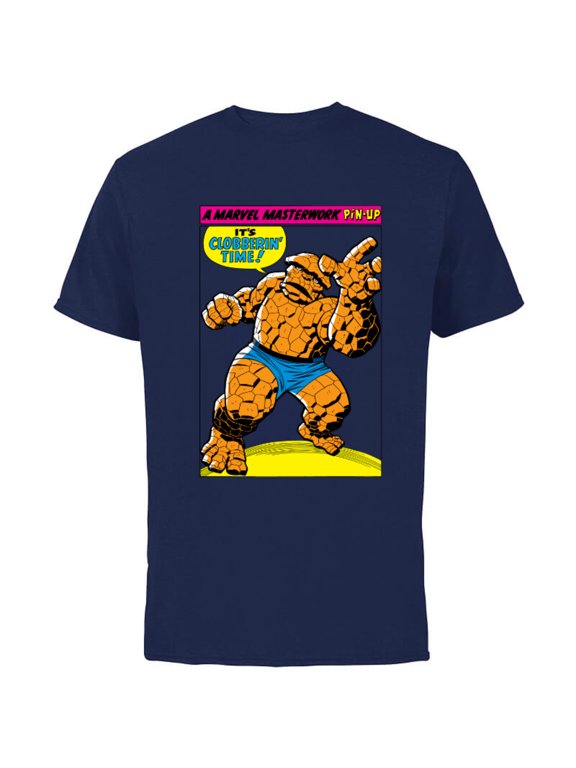 Fantastic Four The Thing Masterwork Pin-Up - Short Sleeve Cotton T-Shirt for Adults - Customized-Navy