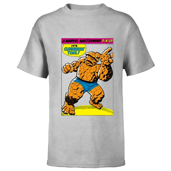 Marvel Fantastic Four The Thing Masterwork Pin-Up - Short Sleeve T-Shirt for Kids - Customized-Athletic Heather