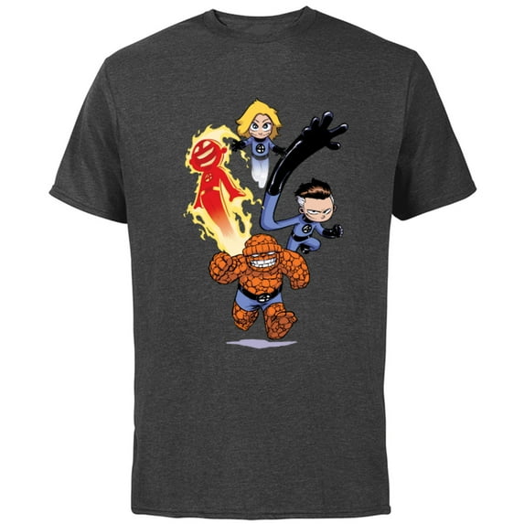 Marvel Fantastic Four Young - Short Sleeve Cotton T-Shirt for Adults - Customized-Charcoal
