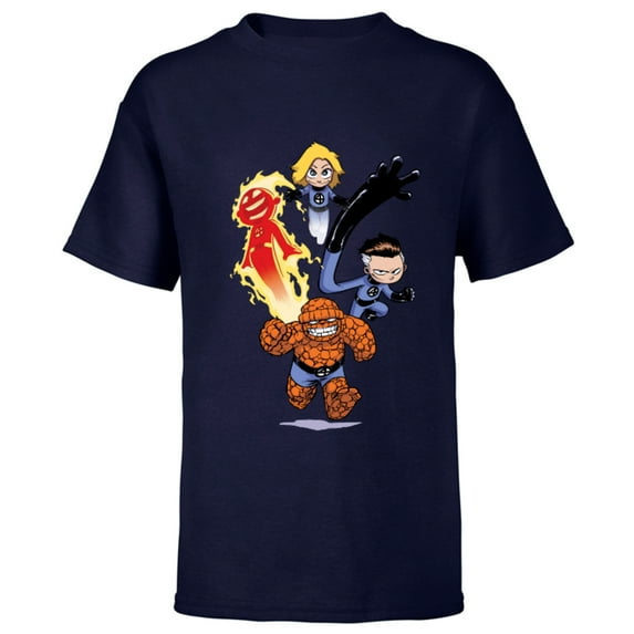 Marvel Fantastic Four Young - Short Sleeve T-Shirt for Kids - Customized-Navy