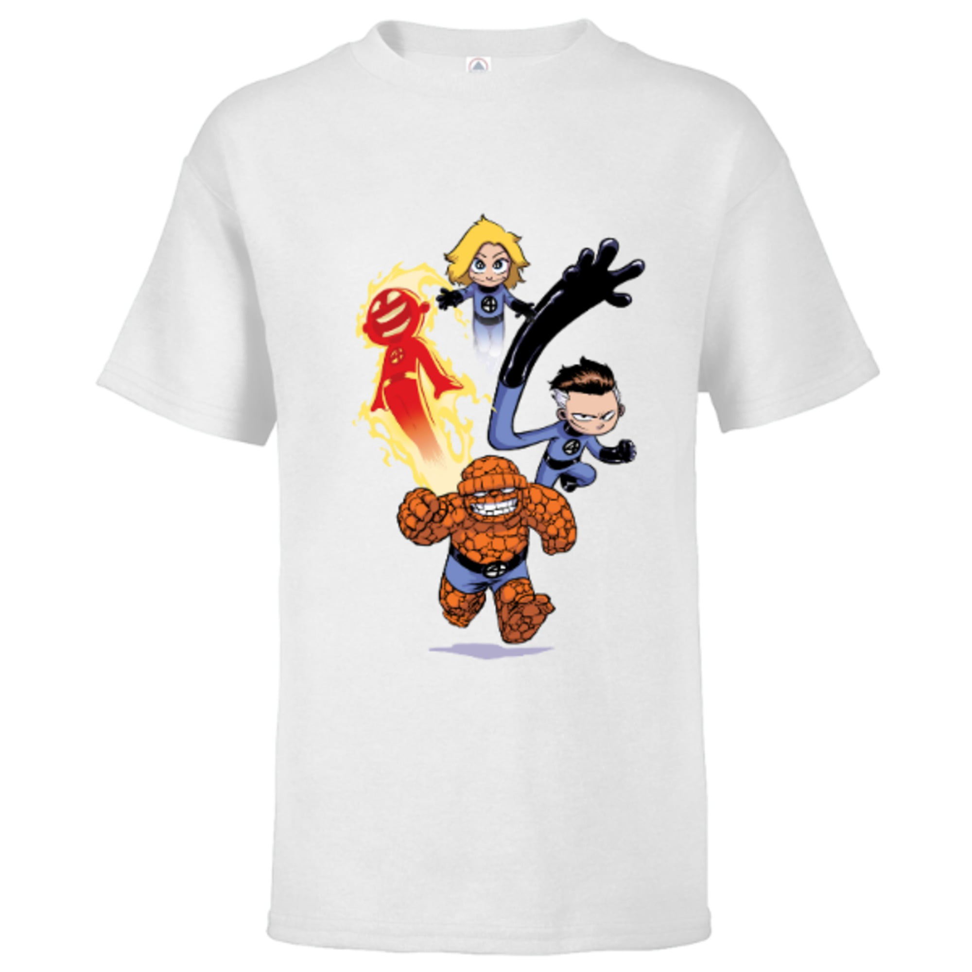 for Short Customized-White Fantastic Marvel Young Sleeve T-Shirt - Kids Four -