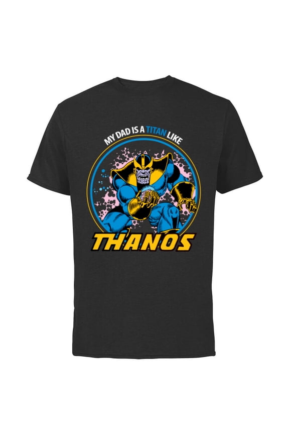 Father's Day My Dad is a Titan Like Thanos - Short Sleeve Cotton T-Shirt for Adults - Customized-Black