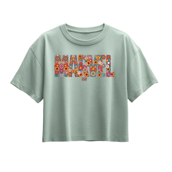 Marvel - Floral Logo - Youth Girls Boxy T-Shirt