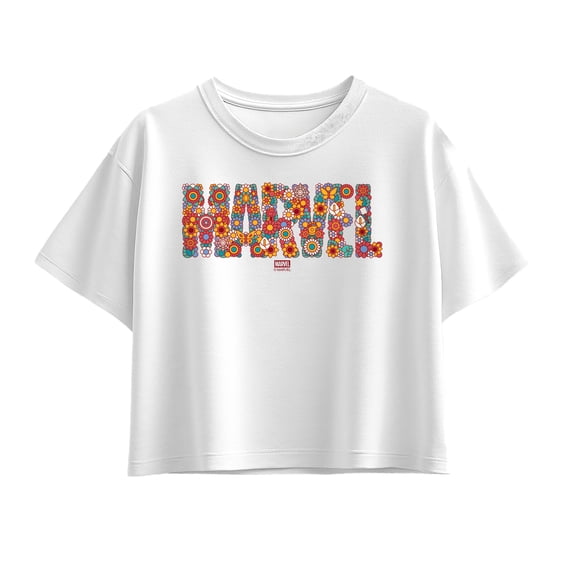 Marvel - Floral Logo - Youth Girls Boxy T-Shirt