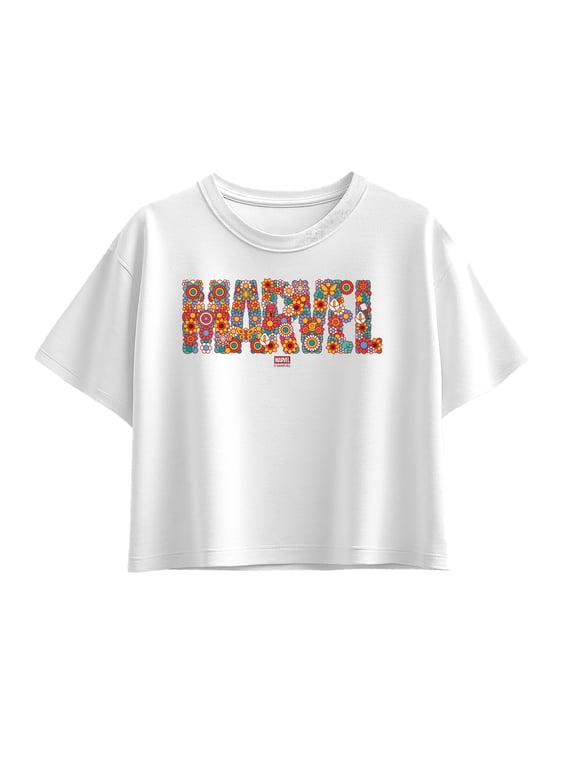 - Floral Logo Girls' Short Sleeve Boxy Graphic T-Shirt