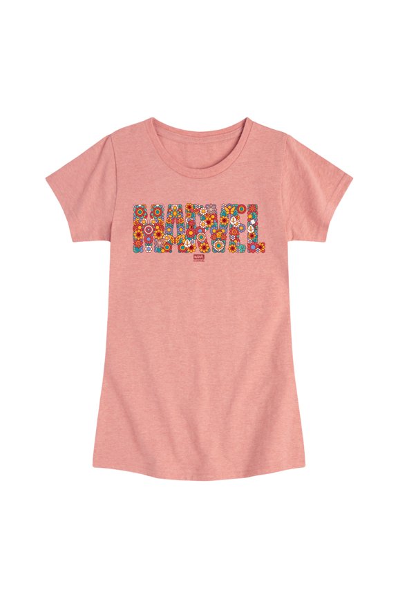 - Floral Logo - Youth Girls Fitted Short Sleeve T-Shirt