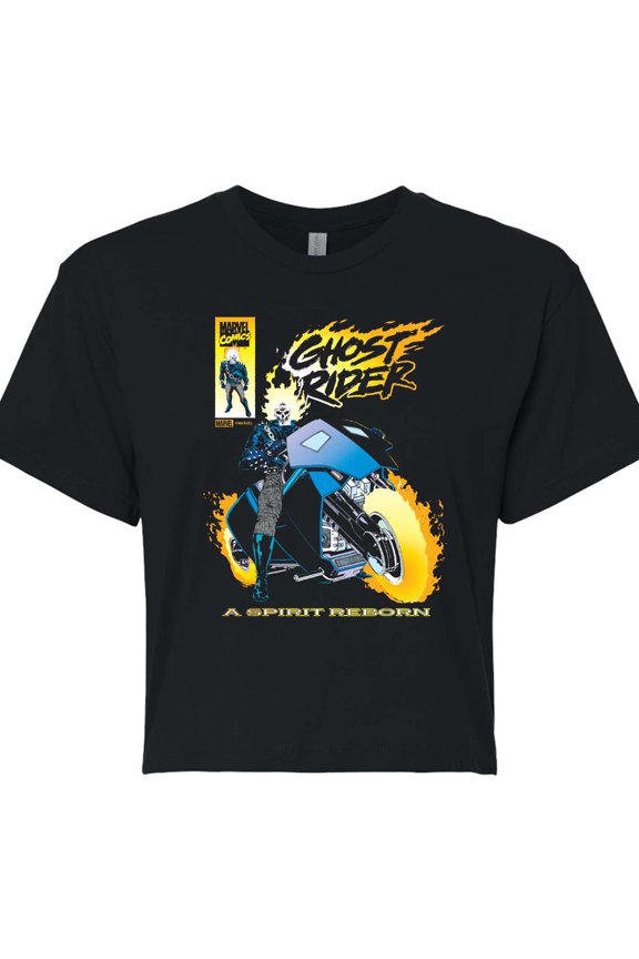 - Ghost Rider Cover - Juniors Cropped Graphic T-Shirt
