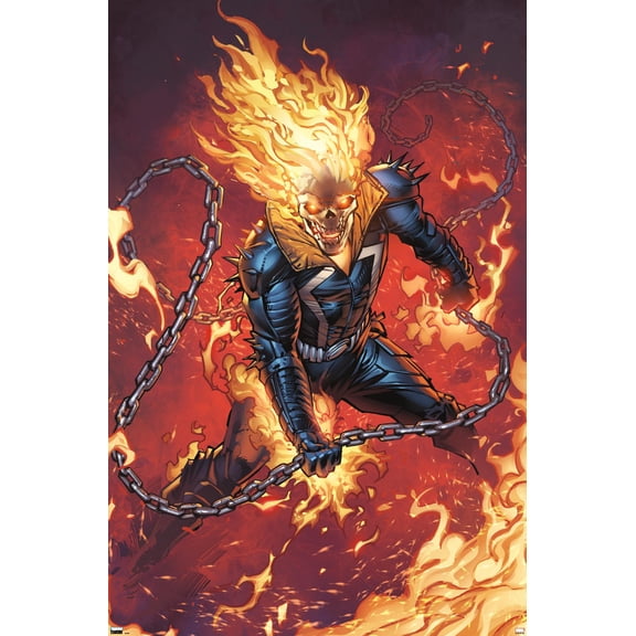 Marvel Ghost Rider - Flaming Chain Wall Poster, 14.725" x 22.375"