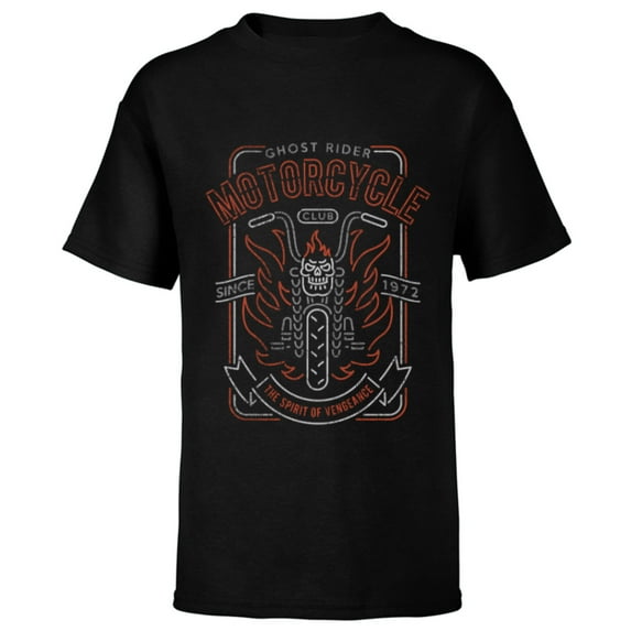 Marvel Ghost Rider Motorcycle Club - Short Sleeve T-Shirt for Kids - Customized-Black