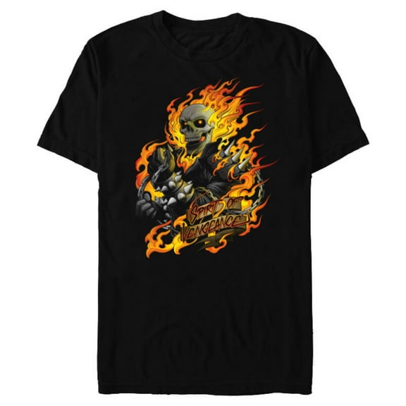 Marvel Ghost Rider Spirit of Vengeance Flaming Skull - Short Sleeve Blended T-Shirt for Adults -Customized-Black