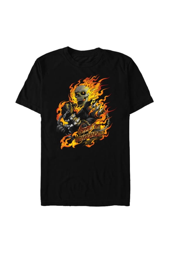 Ghost Rider Spirit of Vengeance Flaming Skull - Short Sleeve Blended T-Shirt for Adults -Customized-Black