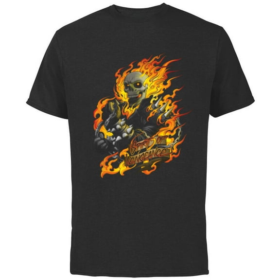 Marvel Ghost Rider Spirit of Vengeance Flaming Skull - Short Sleeve Cotton T-Shirt for Adults -Customized-Black