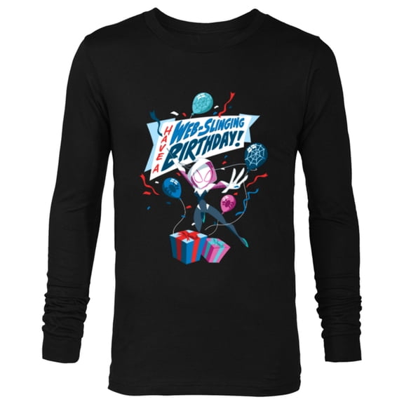 Marvel Ghost Spider Gwen Stacy Have a Web-Slinging Birthday - Long Sleeve T-Shirt for Men - Customized-Black