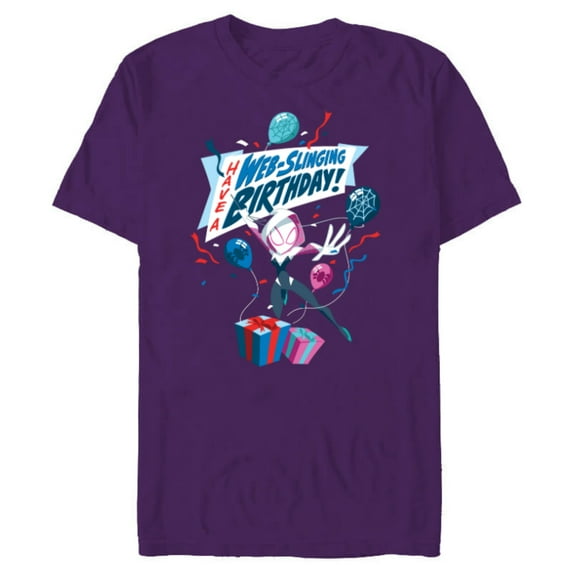 Marvel Ghost Spider Gwen Stacy Have a Web-Slinging Birthday - Short Sleeve Blended T-Shirt for Adults - Customized-Purple